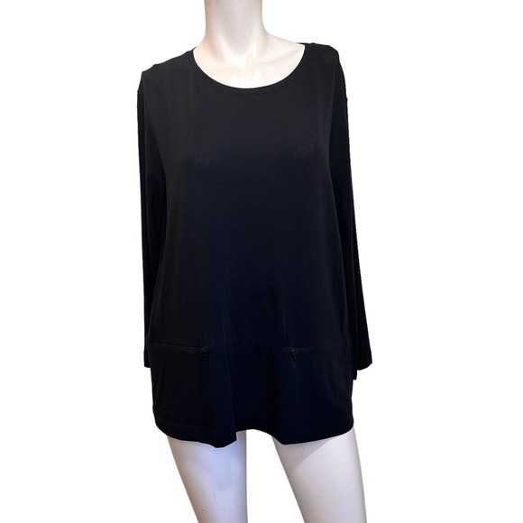 Bitte Kai Rand Black Stretch 3/4 Sleeve T-Shirt with Zippered Pockets sz S EUC - Picture 9 of 9